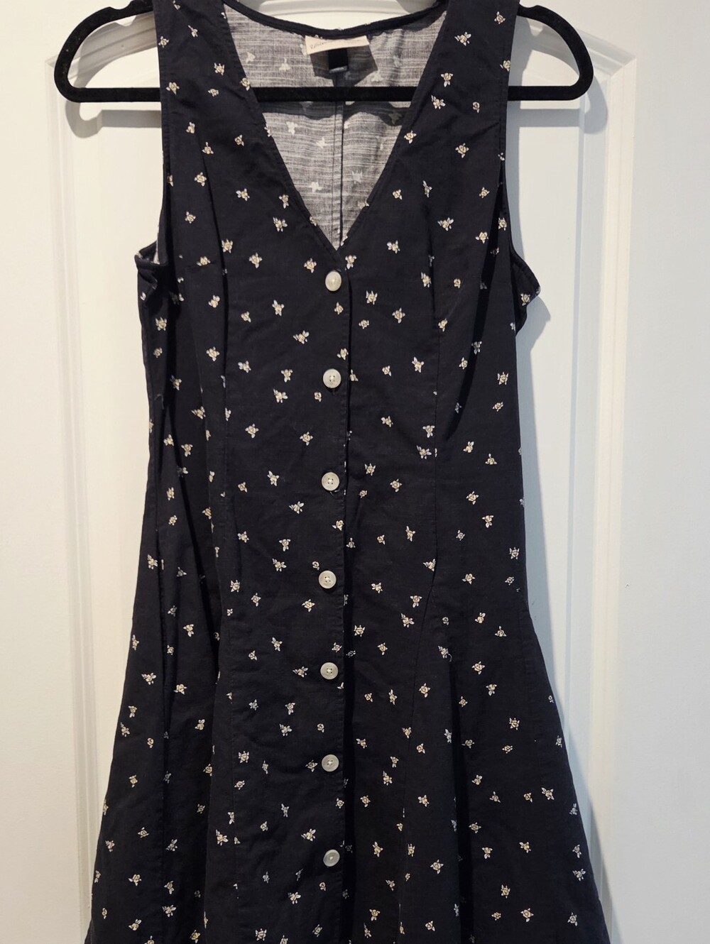 Black Floral Button-Front Sundress